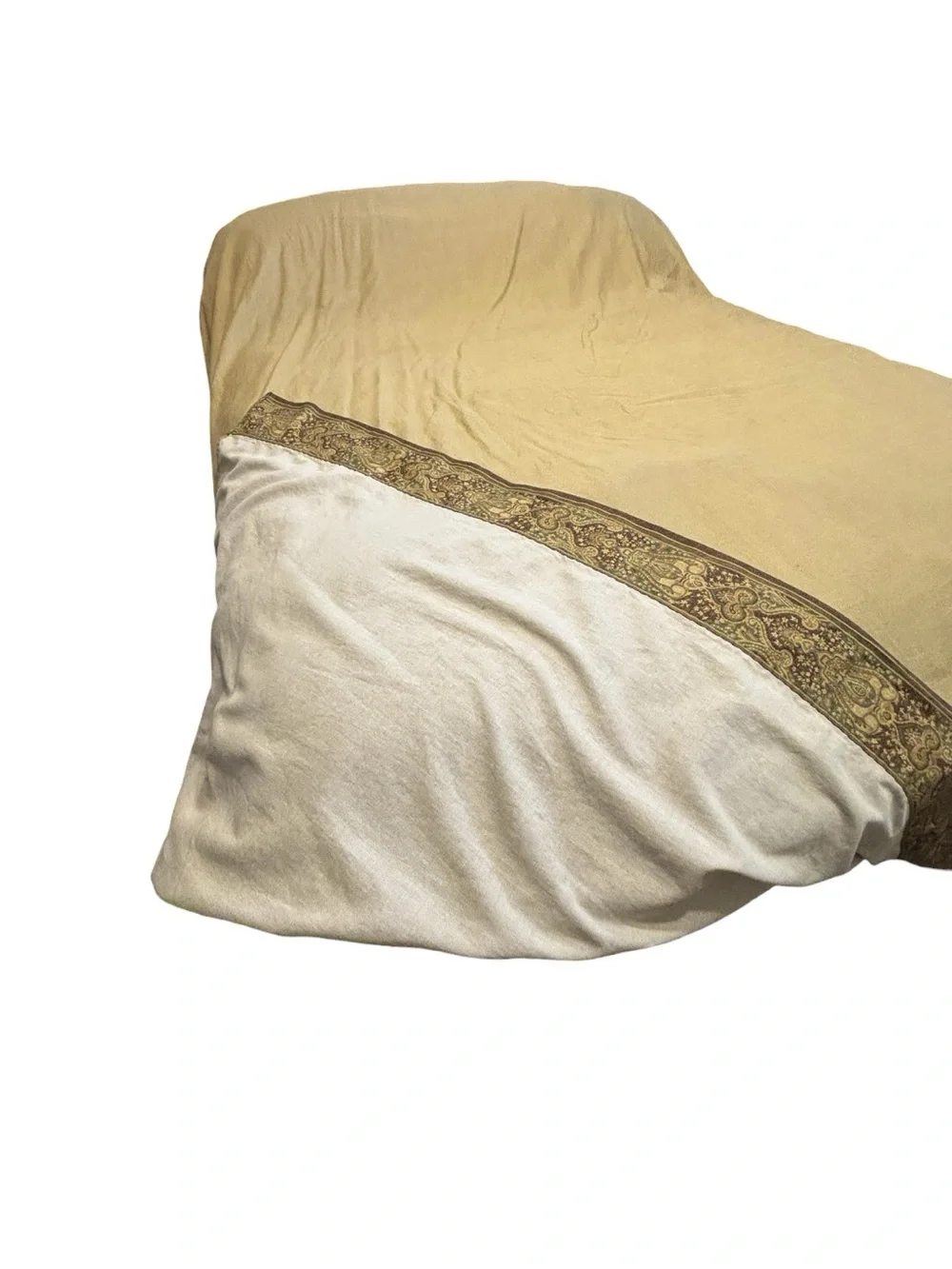 Croscill Home Cream Paisley Flat Sheet Oversized Queen King Monogram E Jacquard